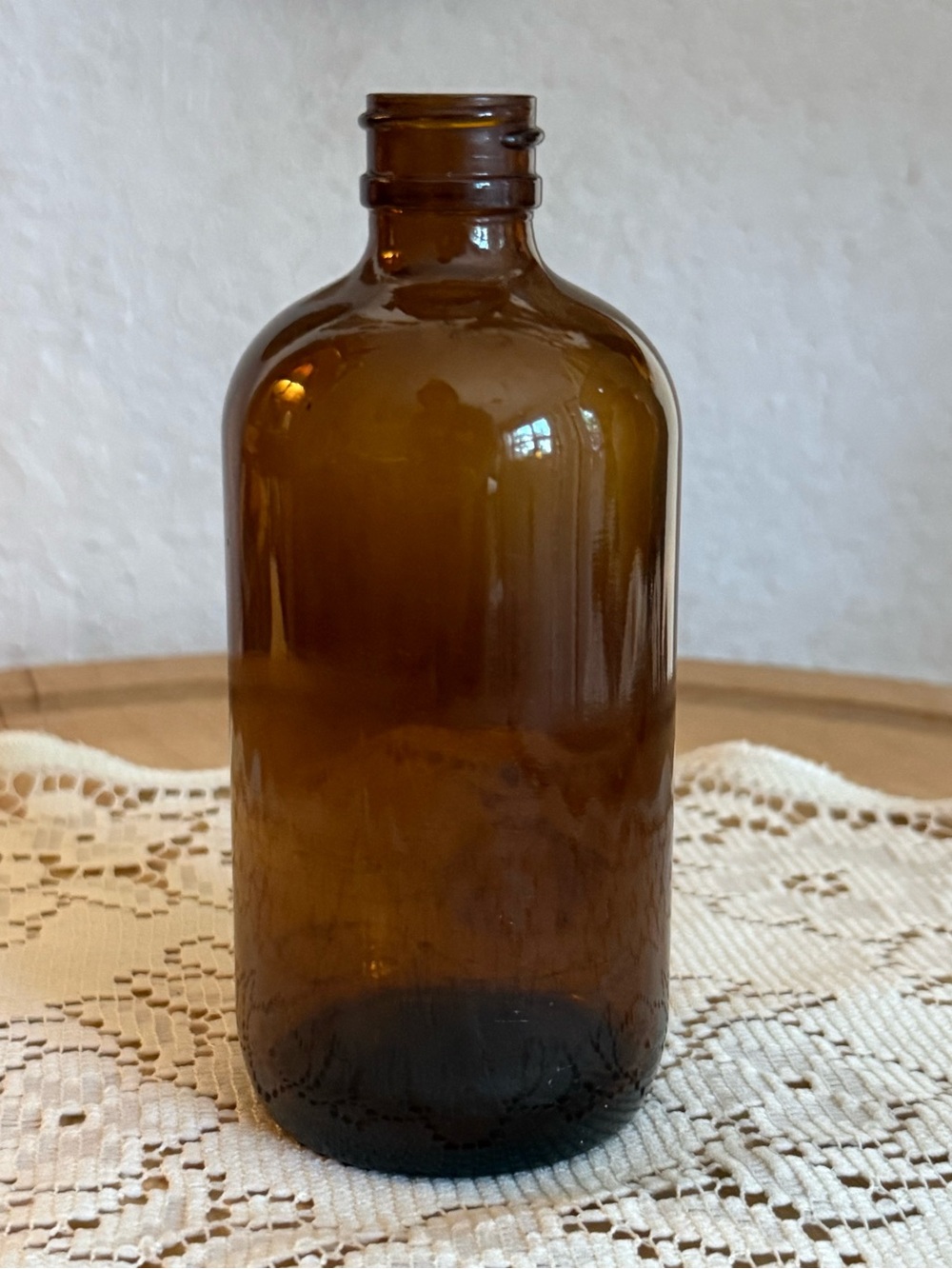 Vintage Amber Glass Bottle Miniature Vase